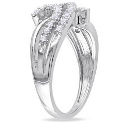 Miadora Sterling Silver Created White Sapphire Swirl Ring