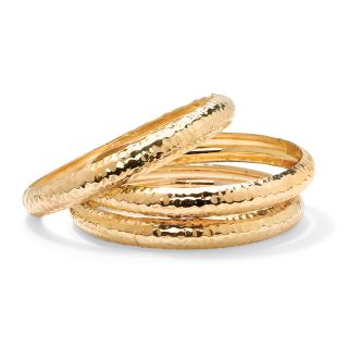Toscana Collection 14k Goldplated 3 piece Hammered Bangle Bracelet Set