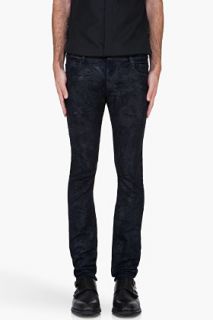 Balmain Midnight Blue Embroidered Jeans for men