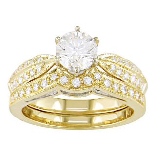 Miadora 18k Yellow Gold 1 1/6 ct TW Diamond Bridal Ring Set
