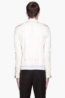 McQ Alexander McQueen Off white Washed Leather Hybrid Biker Jacket for men