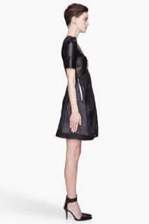 Denis Gagnon Black Leather And Linen Short Dress for women