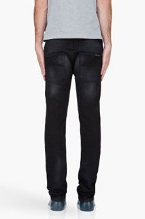 Nudie Jeans Black Thin Finn Organic Slub Jeans for men