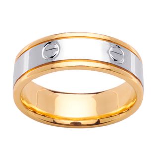 14k Two tone Gold Mens Screw Design Wedding Band Today $736.31