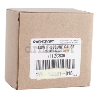 Ashcroft 25 1490A 02L 30" H20 Low Pressure Gauge, 2 1/2 In, 30 In H2O