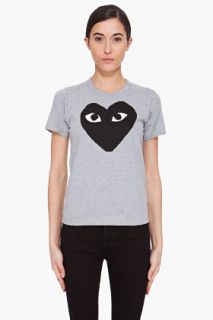 Comme Des Garçons Play  Heather Grey Heart T shirt for women