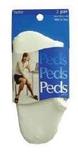 Peds Ladies No Show Socks (Footies) Nylon Mid Cut   White