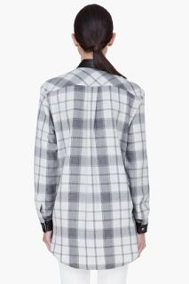 Pierre Balmain Grey Leather Collar Flannel Blouse for women