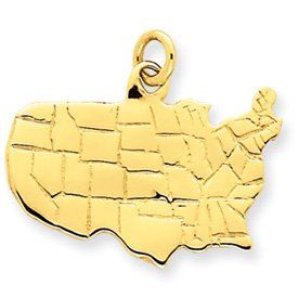 14k Gold United States Map Charm Jewelry