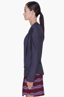 See by Chloé Grey Satin Snap Blouse for women