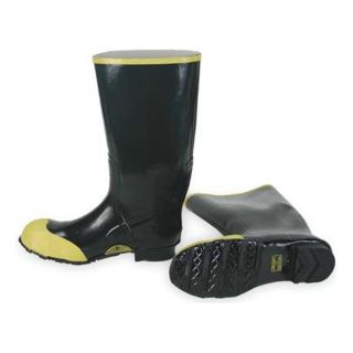 Approved Vendor 4T279 Knee Boots, Men, 7, Steel Toe, Blk/Ylw, 1PR