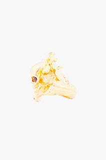 Alexander McQueen Gold Skull Flower Ring for women