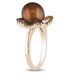 Miadora 14k Pink Gold Chocolate Pearl and 1/5ct TDW Brown Diamond Ring