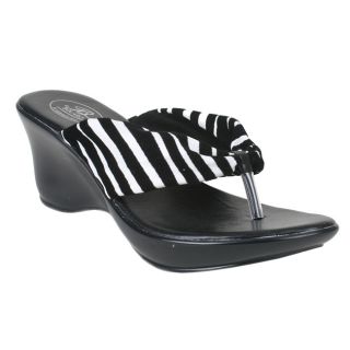 Bolaro by Beston Womens DW4022 Zebra Wedge Thong Sandals