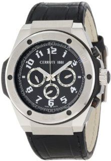 Cerruti 1881 Mens CRA040E222H Black Dial Black Leather Watch Watches