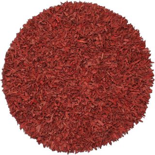 Hand tied Pelle Red Leather Shag Rug (4 Round) Today: $56.99 4.3 (6
