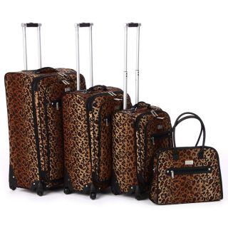 Nicole Miller Spot Check 4 piece Expandable Spinner Luggage Set
