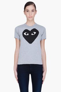 Comme Des Garçons Play  Grey And Black Heart T shirt for women