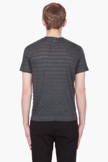 Yigal Azrouel Washed Black Striped Knit T shirt for men