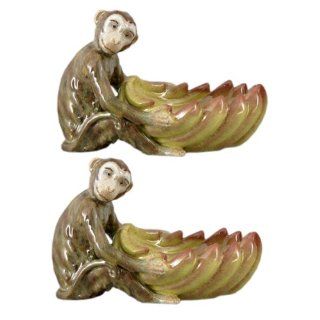 Yellow Monkey Collectible Dish Home Decor (Pack 2), 7L x