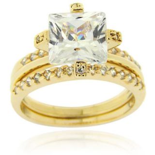 Icz Stonez 18k Gold over Sterling Silver Cubic Zirconia Bridal Ring