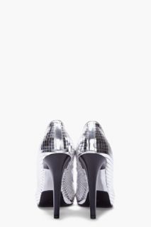 Jil Sander Silver Cubed Patent Leather Heels for women