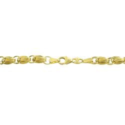 14k Yellow Gold Triple Oval Interlocking Link Bracelet