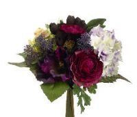FBQ376 BT EP 11 in. Rose Hydrangea Bouquet Beauty Eggplant
