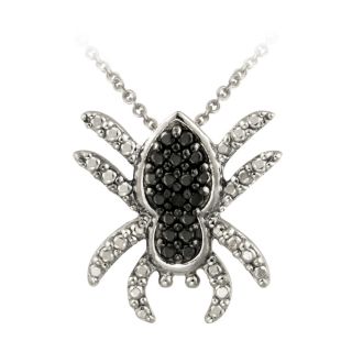 DB Designs Sterling Silver Black Diamond Accent Dragonfly Necklace