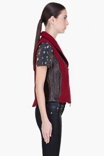 Rag & Bone Red Tweed And Leather Mughal Vest for women