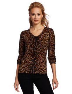 Sofie Womens 100% Cashmere Animal V Neck Cashmere Sweater