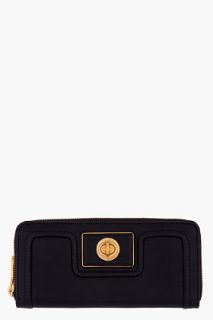 Marc By Marc Jacobs Black Leather Turnlock Hobo Wallet for women