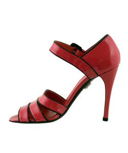 Prada Womens Patent Leather Open Toe Sandals