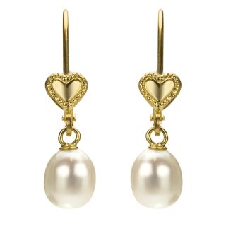 gold white 6 6 5mm fw pearl heart earrings with gift box msrp $ 153 00
