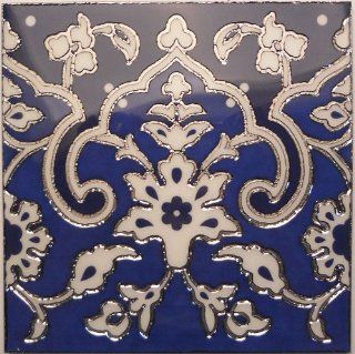 Blue and White Porcelain Decorative Silver Art Wall Tile 8x8   