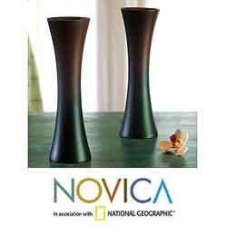 Set of 2 Mango Wood Thai Trumpets Vases (Thailand) Today $33.49