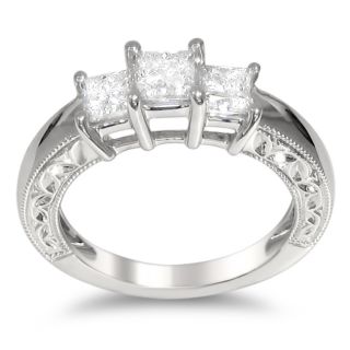 14k White Gold 1ct TDW Princess cut Diamond Engagement Ring (H I, I1