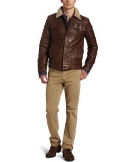 Levis Mens Leather Trucker Jacket with Sherpa Clothing