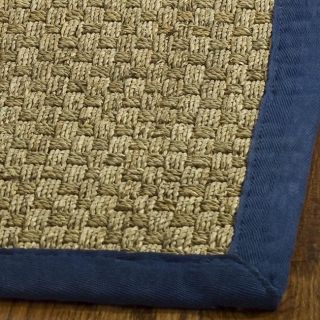 Hand woven Sisal Natural/ Blue Seagrass Rug (6 Square)