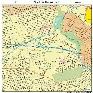 Street & Road Map of Saddle Brook, New Jersey NJ   Printed