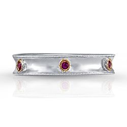 Sterling Silver and 14k Yellow Gold 1/8ct Ruby Band MSRP $210.00