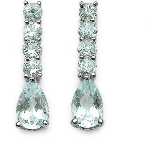 Malaika Sterling Silver Aquamarine Drop Earrings