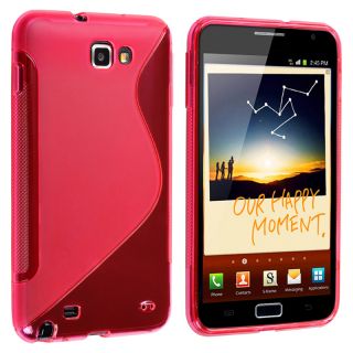 Frost Hot Pink S Shape TPU Rubber Case for Samsung Galaxy Note N7000