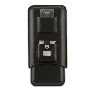 Executive C243B Black Leather 3 Piece Cigar Case Holder