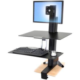Black Adjustable height Ergotron WorkFit S Single LD with Worksurface+