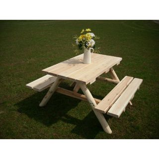 White Cedar Log 4 foot Unfinished Picnic Table Set