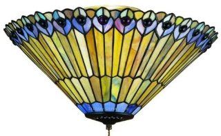 Jeweled Peacock Semi Flush Tiffany Stained Glass Ceiling Lighting