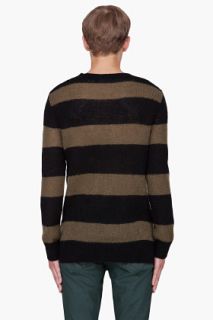 BLK DNM Olive Striped Mohair Sweater for men