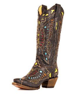 com Corral Womens Yellow/Red/Turquoise Butterfly Boot   A1928 Shoes