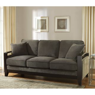New Haven Charcoal Wood Arm Sofa